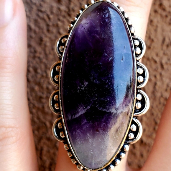 New Amethyst Lace 925 Silver Statement Ring. - Picture 6 of 12
